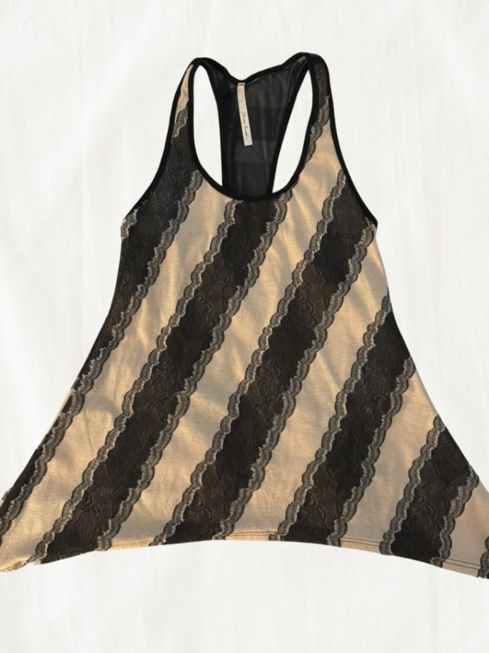 Dulce Carola Diagonal Striped Lace Tank Top (Y2K) Style #15790 / PO#5104)